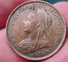 1899 Victoria HALF PENNY, Old Veiled Head . Copper  Coin - aUNC with Lustre