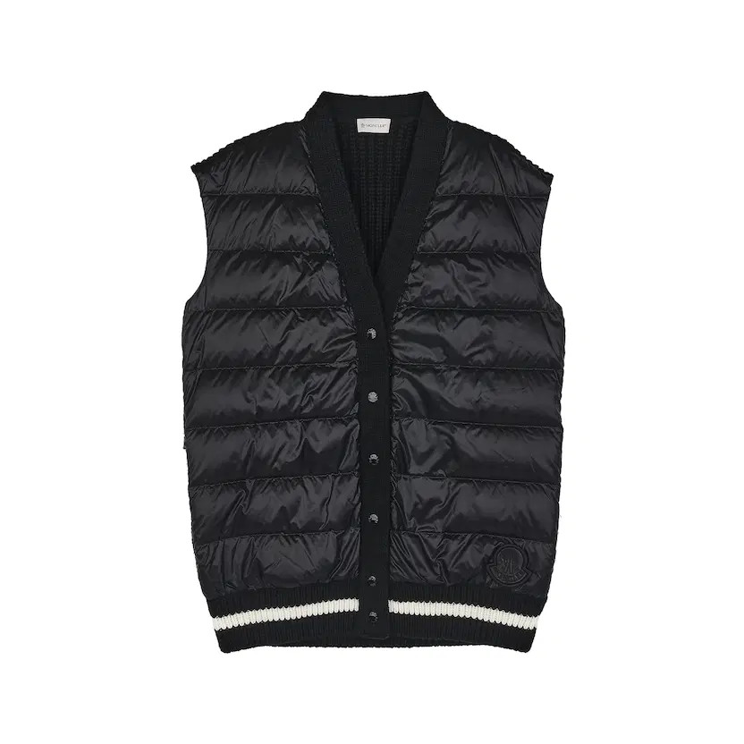 Moncler Wool Down Puffer Black Coat, Size Large thumbnail 2