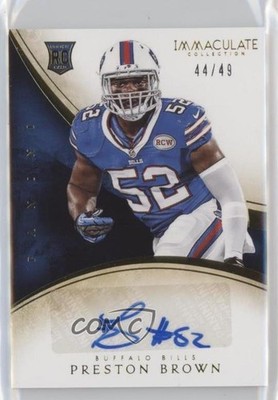 2014 Panini Immaculate Rookie Auto /49 Preston Brown #171 Rookie Auto RC 4ac