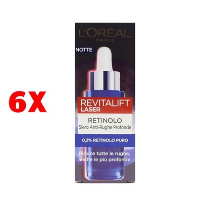 6 x L'oreal Revitalift Laser Reines Retinol Serum Nacht 30 ml Anti Falten Deep