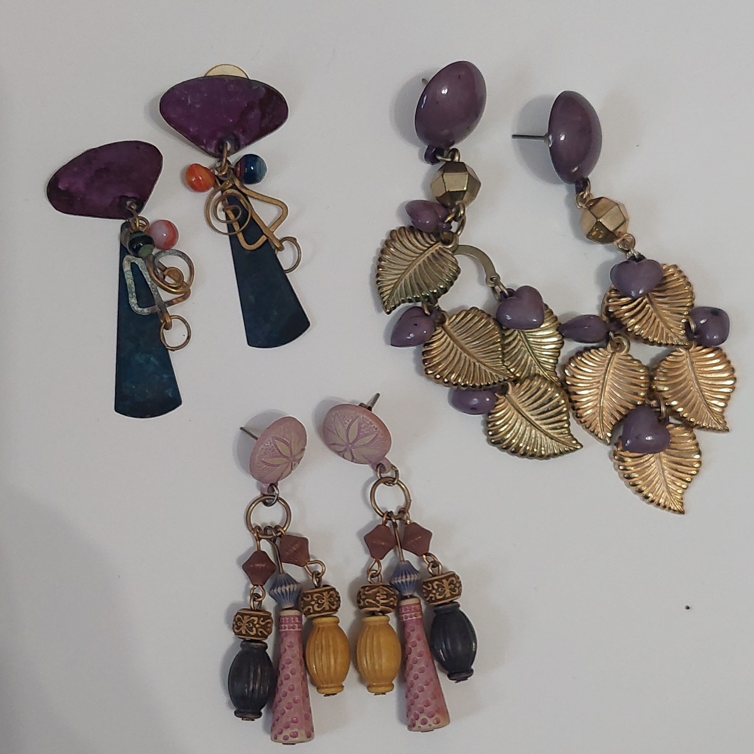 Handcrafted Statement Dangle Earrings Set Boho Na… - image 1