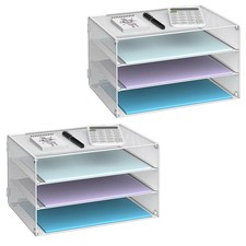 DALTACK 3 Tier Letter Tray Paper Organizer Mesh Metal Desk File Organizer for Ho