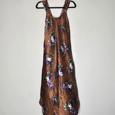 Cinema Etoile Floral Slip Dress Leopard Print 90s Y2K Brown Midi S