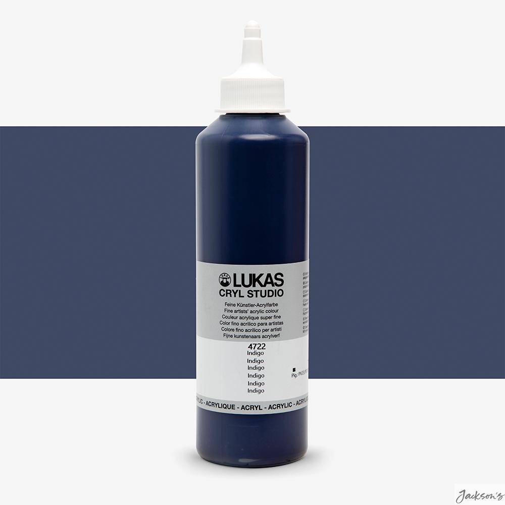 Lukas Cryl Studio Acrylic Paint PV23 Indigo 500ml For Artists Crafting