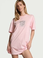 Victoria  s Secret 100 cotton Bermuda pink oversized sleep tee sleepshirt XS/S