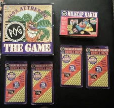 ￼ Giant Pog Lot Pog The Game 9 Slammers  Pog Cap Maker 300 Blank Pogs 207 Pogs