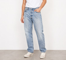 Levi s 501 Mens Jeans 40x32 Light Wash Button Fly Straight Leg 100 Cotton