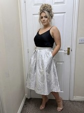 Coast Eve Jacquard Floral Metallic Midi Skirt Size 16