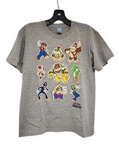 NOS Nintendo Super Mario Characters Puffed Print Kids Size Medium Grey Tee