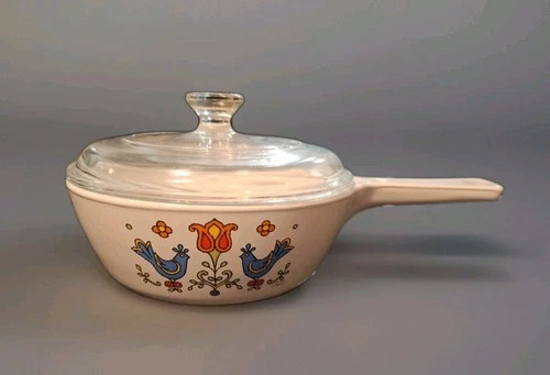Vintage Corning Ware Country Festival P-81-B 1 With Pyrex Lid Skillet Dish Pan
