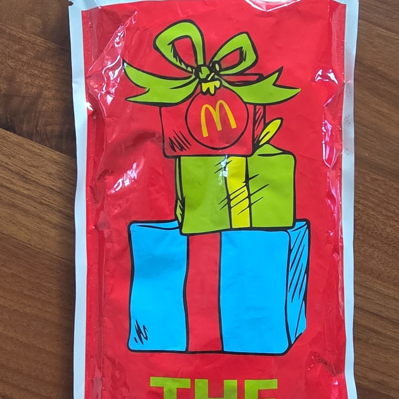 McDonald's Red Gift Bag Packaging with Presents Graphic, Gift Grinch Xmas