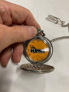 Vintage Dodge classic pocket watch yellow Hemi faceplate & metallic silver case