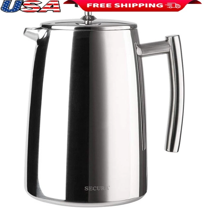 Stainless Steel French Press Coffee Maker 5L Dishwasher Safe 3 Layer Filter New