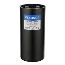 216-259 uF MFD 330 VAC 50/60 Hz Round Motor Start Capacitor CD60 Single Phase...