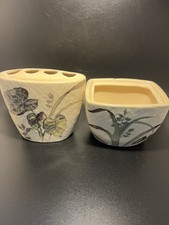 Vintage Croscill Multicolor Ceramic Soap Dish  Toothbrush Caddy Holder