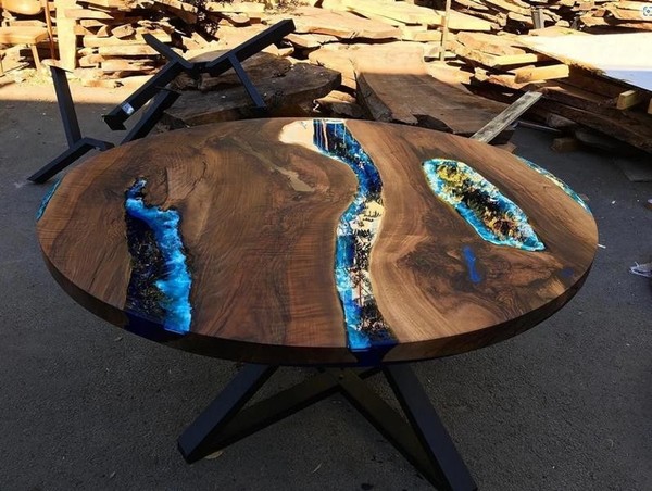 Couchtisch Hochwertig Luxus Design Holz Braun MöBel Wohnzimmer Couchtische Rund-image