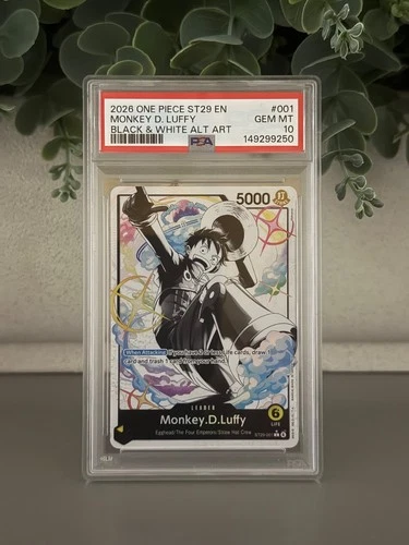 2026 ONE PIECE STARTER DECK ST29-BLACK/WHITE ALT ART #001 MONKEY D. LUFFY PSA 10