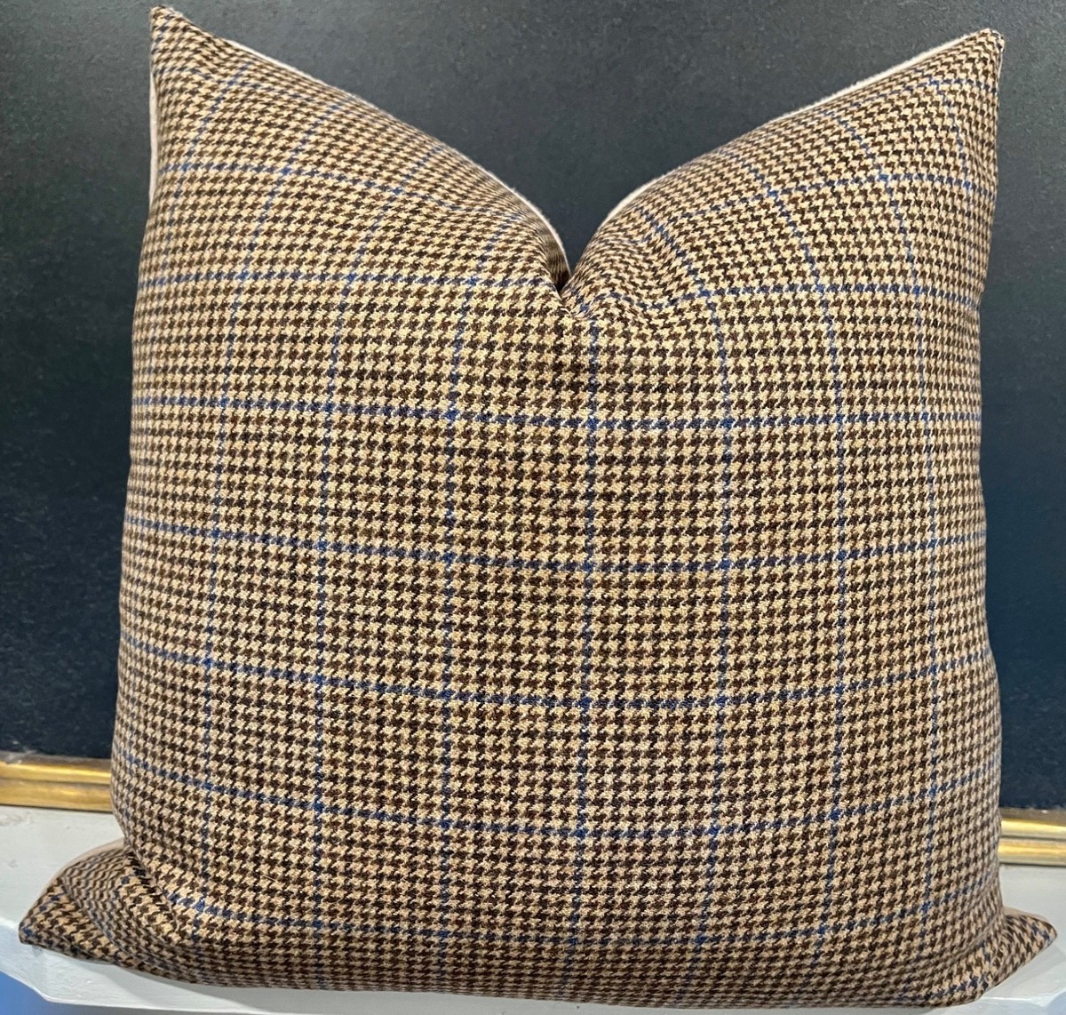 Vintage RALPH LAUREN ウール×レザー　カバー　ピローシャム Ralph Lauren Walmer Tweed Camel Wool Custom Pillow Cover