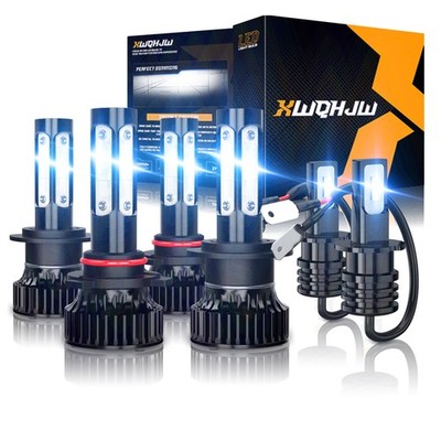 6pcs Combo 9005 H7 H3 LED Headlights High Low Beam + Fog Light Bulbs 6000K White