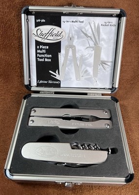 New SHEFFIELD 2 Piece Multi Function TOOL BOX 14 in 1 Multi Tool & Knife! Unused