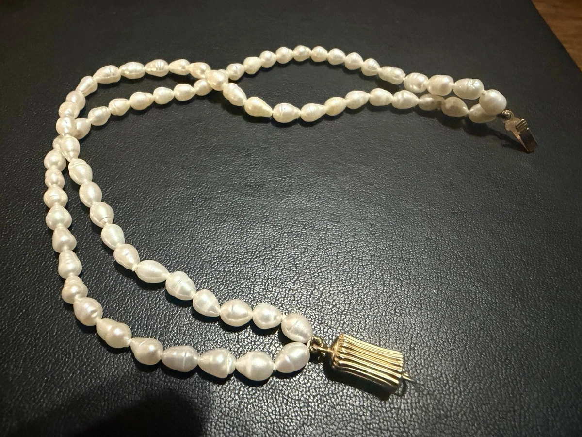 14k Gold Clasp Pearl Bracelet Stamped M 7.5 Inches