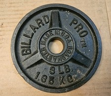 Rare VTG Billard PRO Barbell Roadmaster 3lb Standard Weight Cast Iron USA Made