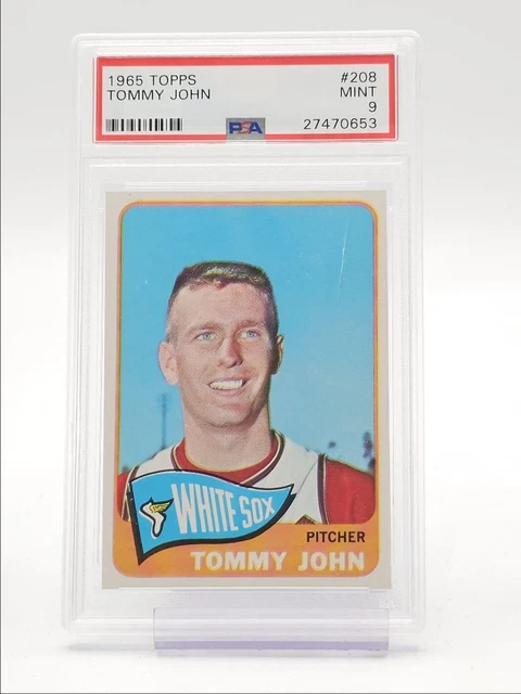 TOMMY JOHN 1965 TOPPS BASEBALL MINT WHITE SOX #208 DAMAGE PSA 9 Q6438