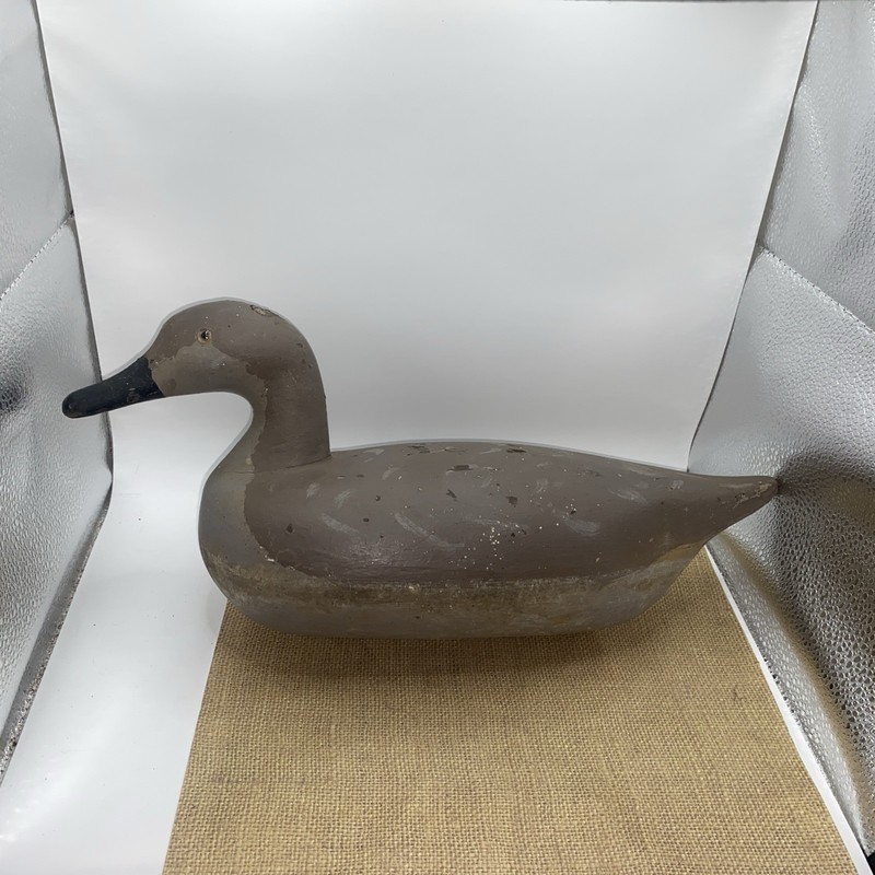 Vintage Carved Antique Wooden Duck Decoy Glass Eyes Used Weighted
