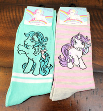 New MY LITTLE PONY SOCKS Women's One Size Crew Sock 2 Pair Lot Green Pink NWT