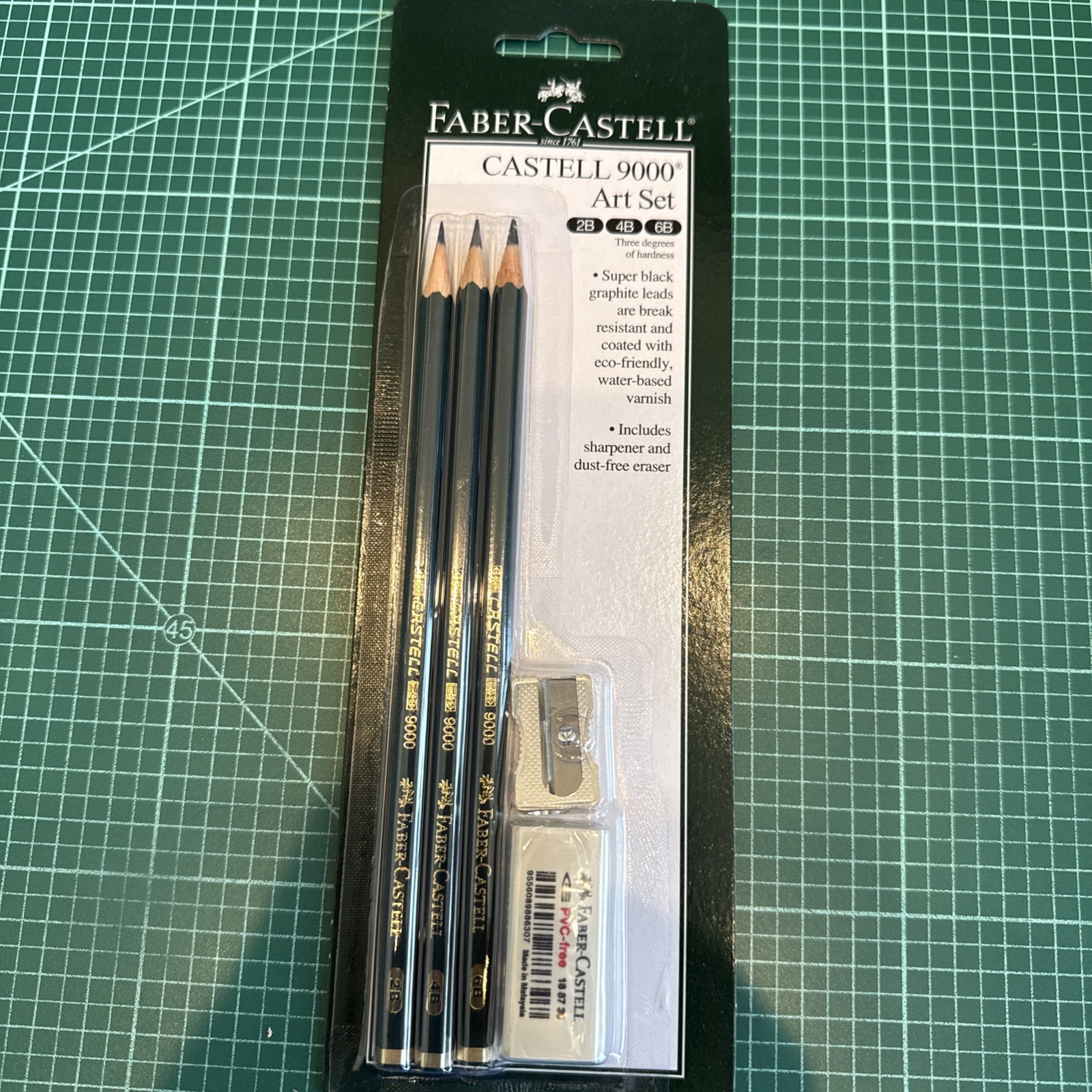 Faber-Castell 9000 Castell Art Set - Pencils, 2B, 4B, 6B, Eraser And Sharpener!