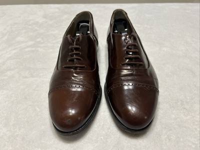 Bally Shoes Mens Size 7.5 D Marconi Brown Oxford Leather Plain Toe Dress Cap Toe