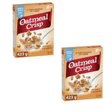 Oatmeal Crisp Honey Crunch Breakfast Cereal 423g Whole Grain Fibre Pack 2 Packs