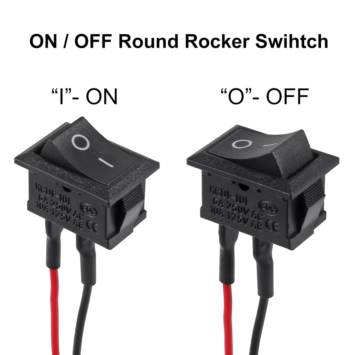 5PCS Mini Rocker Switch KCD1-101 T85 2 Pin SPST Toggle Switch with Wiring 12V fo