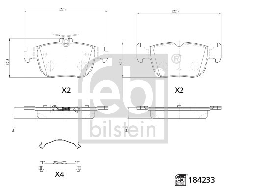 Fits FEBI FE184233 Brake Pad Set, disc brake FE184233 Brake pads set rear , fit