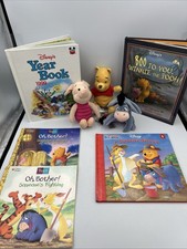 VTG Disney Winnie the Pooh Book Lot 5  3 Plush Tigger Piglet Eeyore Smoke Free