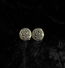925 Sterling Silver 6.95g Clip on Earrings Celtic Knot Sea Gems Round Vintage