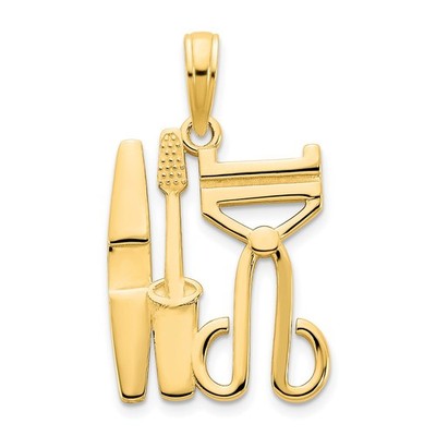 14k Gelbgold Kosmetik Werkzeug Anhänger