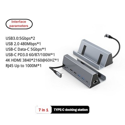 Steam deckHDMI4K60Hz Gigabit 7-in-1 Game Base Multi-function Docking Station