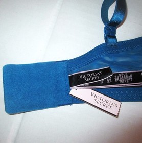 Victoria Secret Very Sexy Push-Up Bra set V-String panty Blue Sapphire Lace 38D