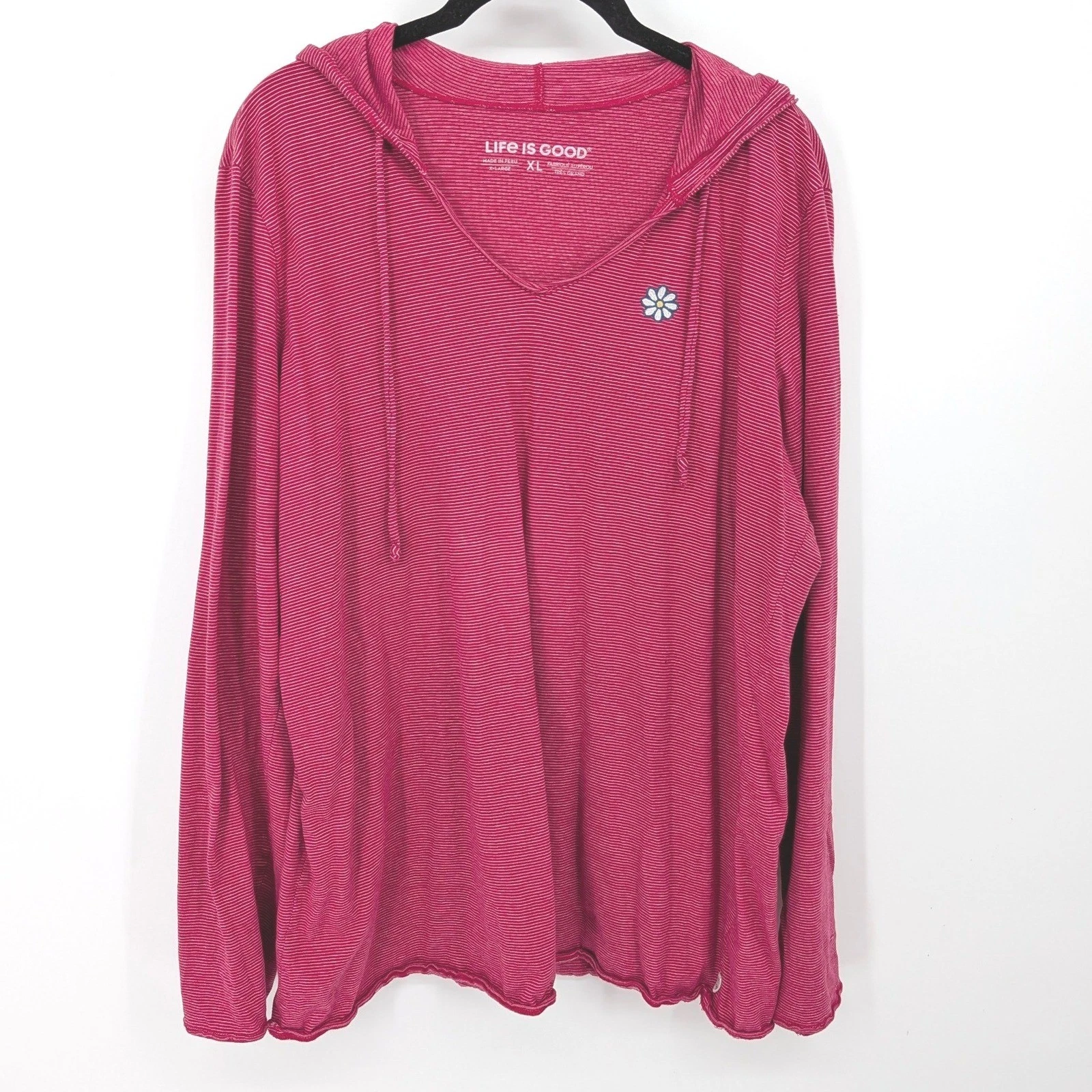 Life is Good Hoodie Women XL Pink Striped Long Sleeve Daisy V-Neck Cotton Top
Opens in a new window 