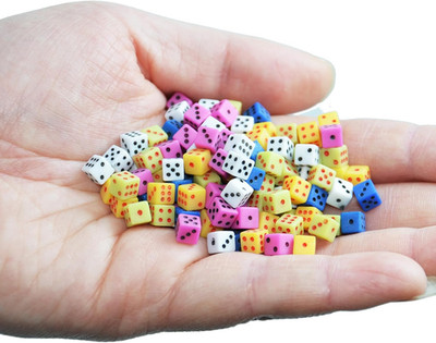 100 Assorted 1/5'' 5Mm D6 Mini Dice Game Dot Square Dice Set