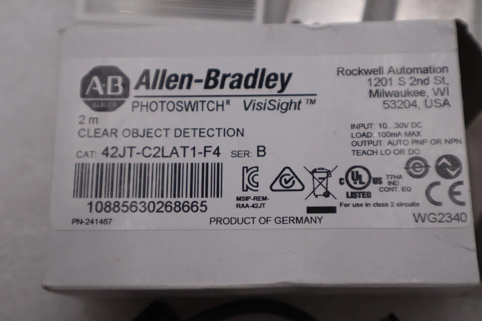 Allen Bradley 42JT-C2LAT1-F4 PHOTOELECTRIC SENSOR 42JT CLEAR OBJECT STOCK H1021A - Image 3 of 4