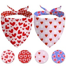 Valentine's Day Dog Bandana Reversible 2 Pack Valentine Small Valentines Heart