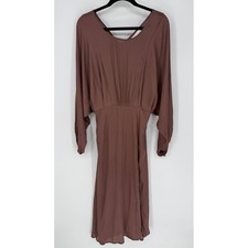 ASTR THE LABEL MARIN DOLMAN SLEEVE MIDI DRESS LARGE BROWN BLOUSON EVENING DRESS