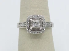 .50CT Zales 10KT Halo Diamond Wedding Bridal Engagement  Anniversary  Ring WG