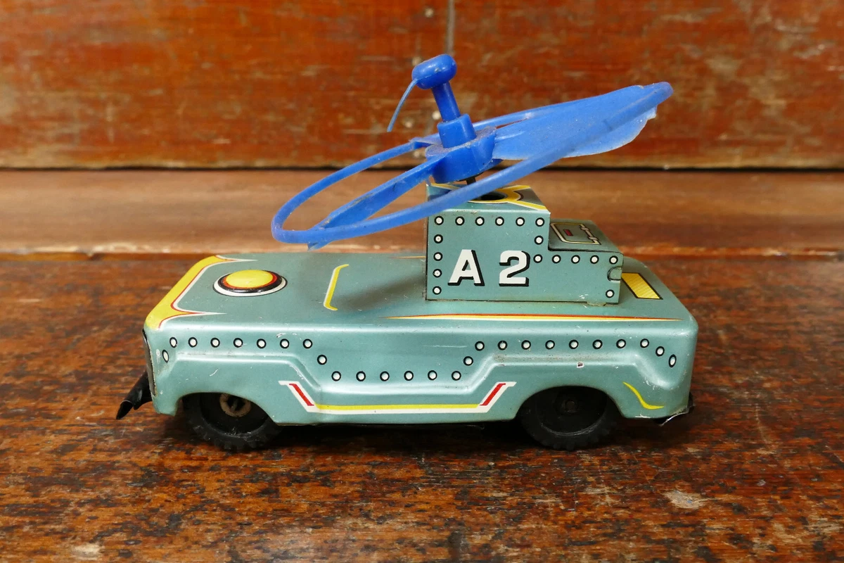 Vintage 1960s Linemar Japan Satellite Launching Space Car A2 Tin Friction Toy