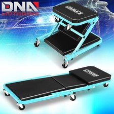 330lbs 2-in-1 Foldable Mechanic Z Creeper Seat Rolling Chair Garage Sky Blue 330lbs 2-in-1 Foldable Mechanic Z Creeper Seat Rolling Chair Garage Sky Blue