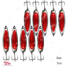Qty 10 Fish WOW! 3oz Casting Spoon Jig trolling  crocodiles spoons Red Tape @US