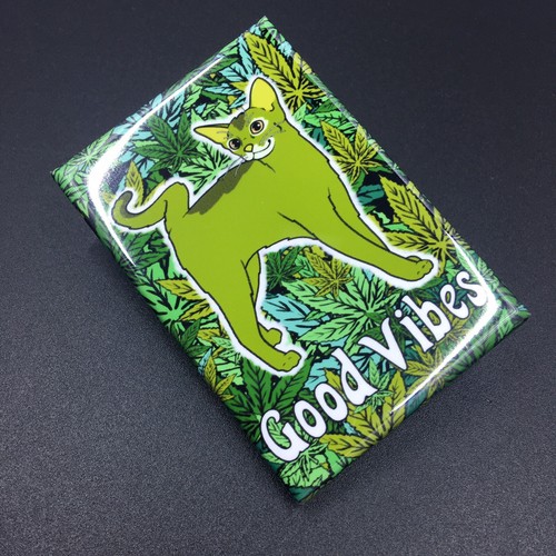 Imán de cannabis para gato verde divertido 420 marihuana gatito hierba cocina decoración del hogar - Imagen 7 de 12
