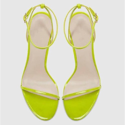 Damen-Sandalen PU-Leder Sommer rund geschnitten Schnalle Riemen hoher Stilettoabsatz - Bild 6 von 15